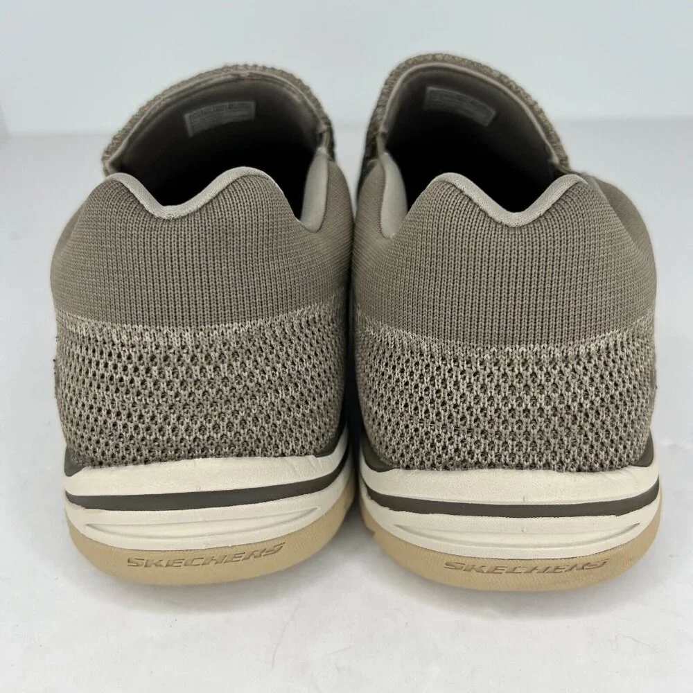 Skechers Mens 65086EWW Taupe Memory Foam Relaxed Fit Size 11.5 Slip-on Sneakers